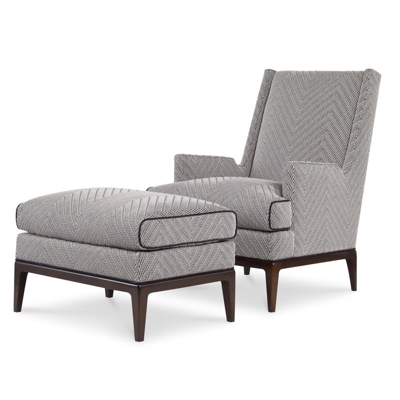 Cooper Upholstered Wingback Chair, Maya Wheat, Vintage Ebony