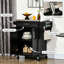 Chariot de cuisine avec roulettes et comptoir en acier inoxydable, tiroir pour petits appareils, porte-épices, porte-épices, mobilité pratique, noir, L 33 po x l 18 po l 35,75 po H, surface de chariot à 2 niveaux