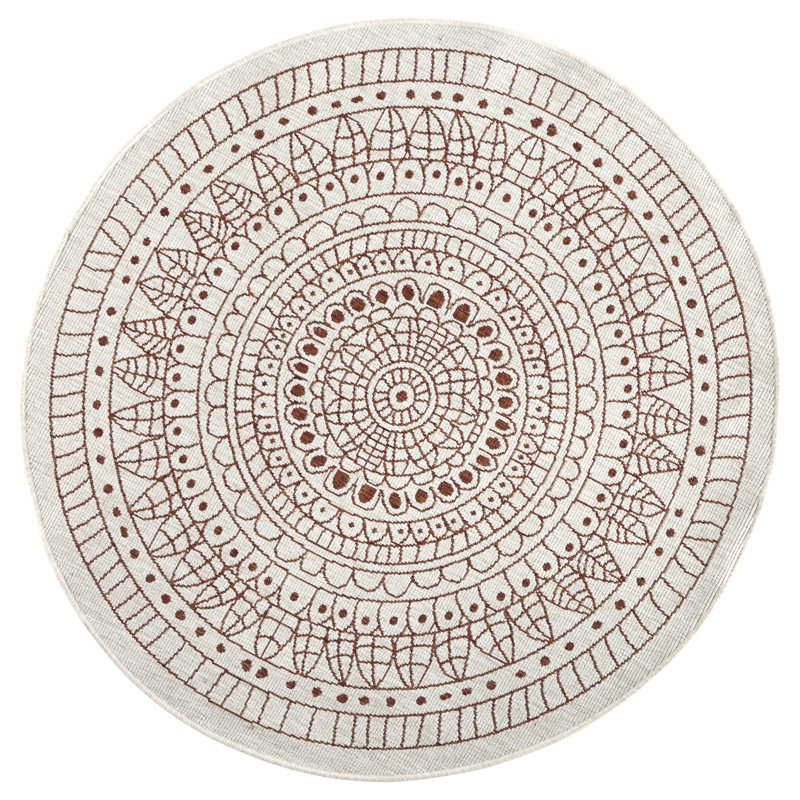 Porto Flatweave Orange/Cream Rug, Round 100 cm