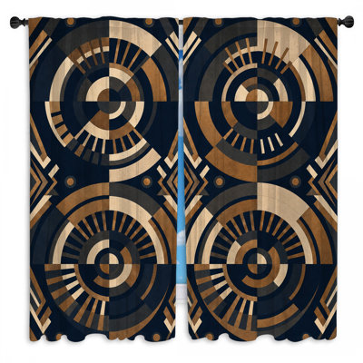 Rideaux de fenêtre circulaires à motif géométrique et cercles obscurcissant - 2 panneaux