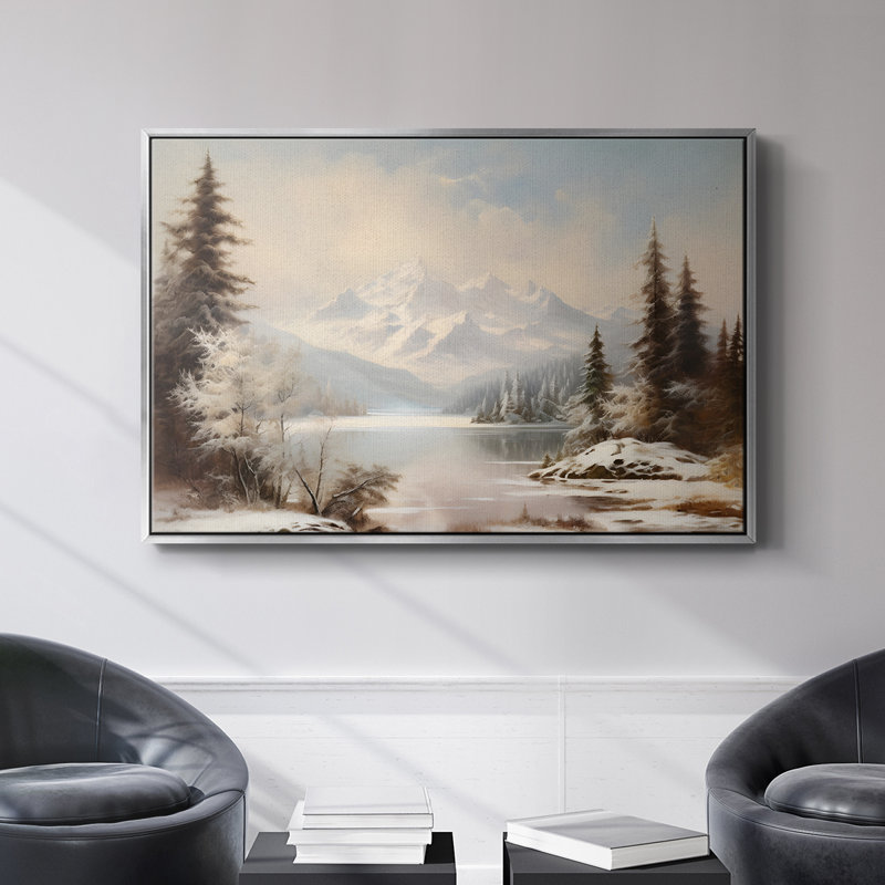 Paysage rétro - Dccxxxvi, Toile naturelle avec cadre flottant, H 27 po x l 41 po x P 2 po