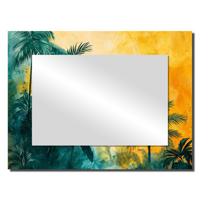 Palmiers colorés dans une île tropicale I - décoration murale miroir palmiers et palmiers - imprimé sur métal