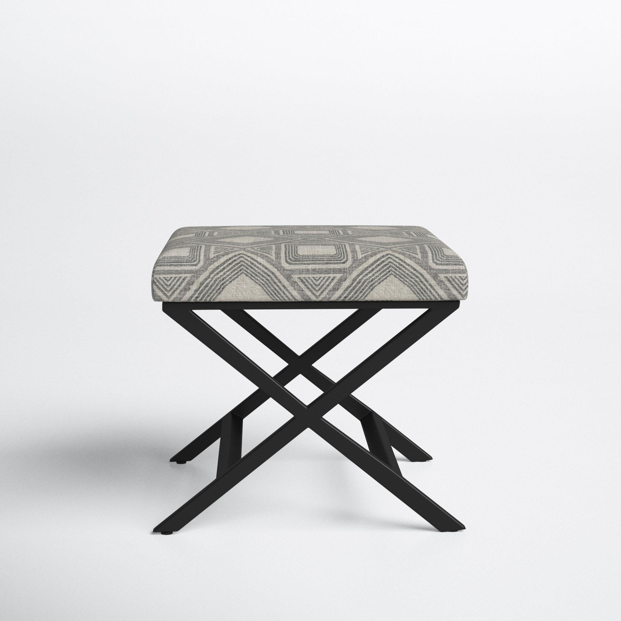 Priscilla Upholstered Ottoman, Charcoal Geometric