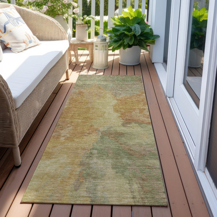 Machine Washable Indoor/Outdoor Claudian ACN1632 Aloe Rug