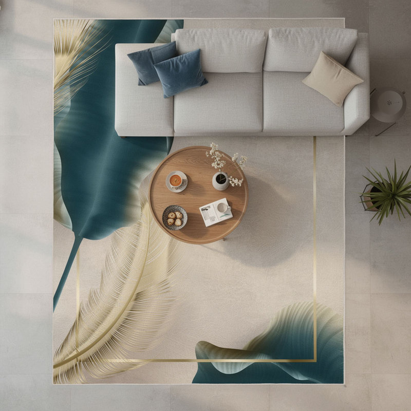Luxurious Velvet Area Rug (4.6 x 7.2 ft), 100% Antibacterial Fabric, Non-Slip Cotton Backing, Pile Height: 0.4 in | Machine Washable, 3D Digital Print Design | Perfect for Living Room & Bedroom Decor, Soft & Durable