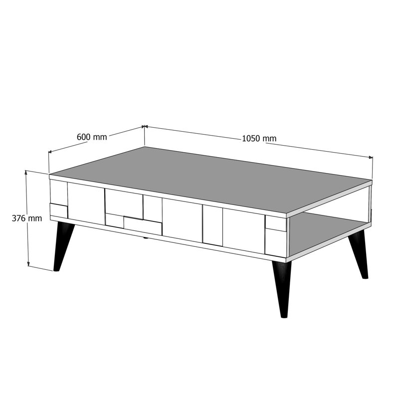 Modern Geometric Coffee Table, Walnut & Anthracite, 41.3 x 14.8 x 23.4 inches | 100% Melamine Coated Particle Board, Thickness: 0.7 inches | Stylish & Functional Design for Living Room & Lounge Spaces