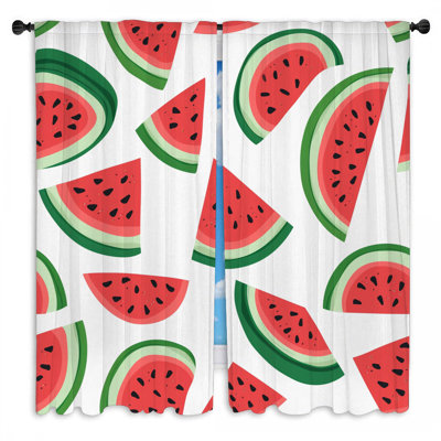 Fruit Window Curtains  Watermelon Slice Drapes - 2 Panels
