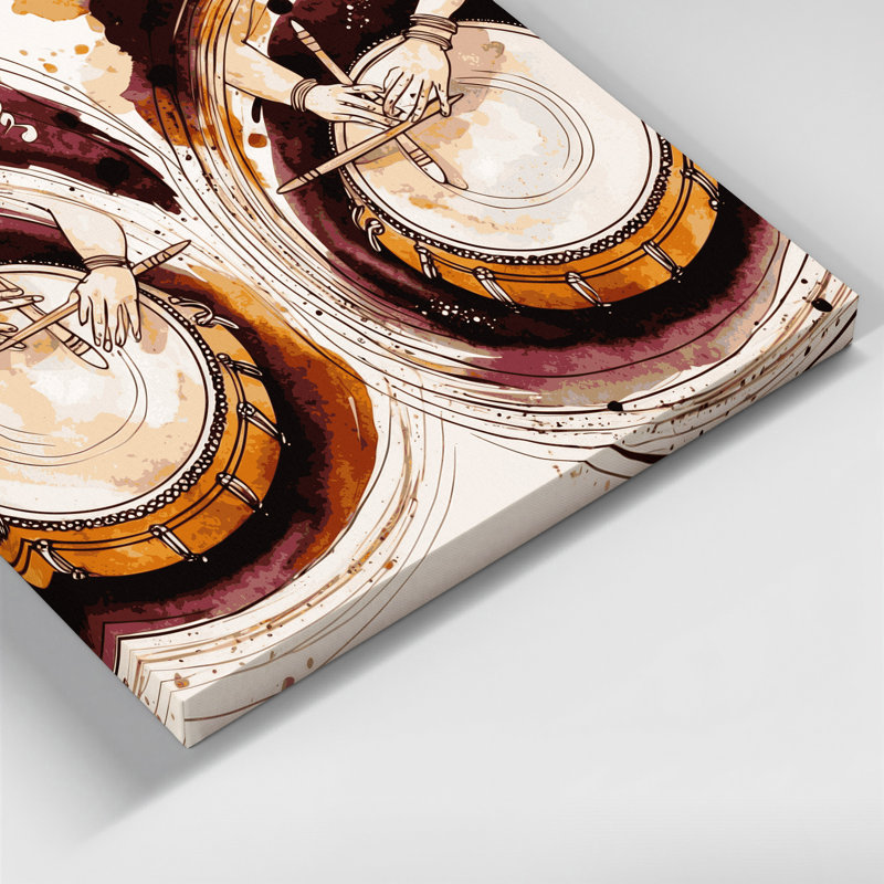 «Music Tabla», art mural sur toile beige, H 11 po x l 14 po