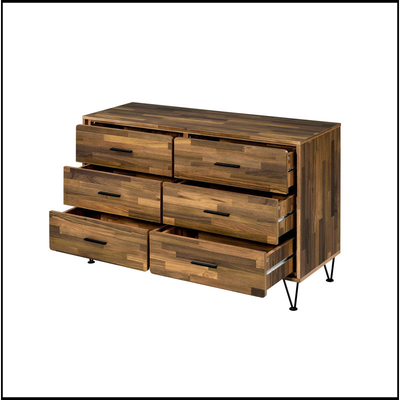 Commode à finition noyer avec pieds en métal