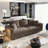 Plush Corduroy 3-Seat Sofa with Soft Pillows and 1 Ottoman-1810310981