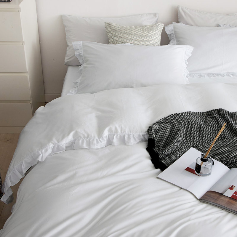 Ensemble de housse de couette , Blanc, Housse de couette pour très grand lit + 5 pièces