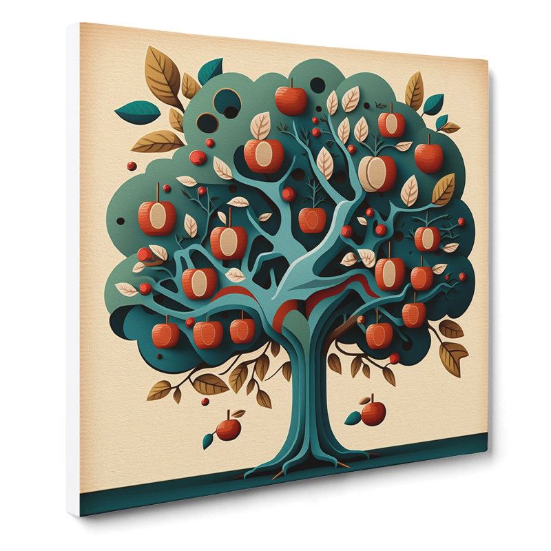 Apple Tree Mid-Century - Wrapped Canvas - Framed Print, 50cm H x 50cm W x 3cm D