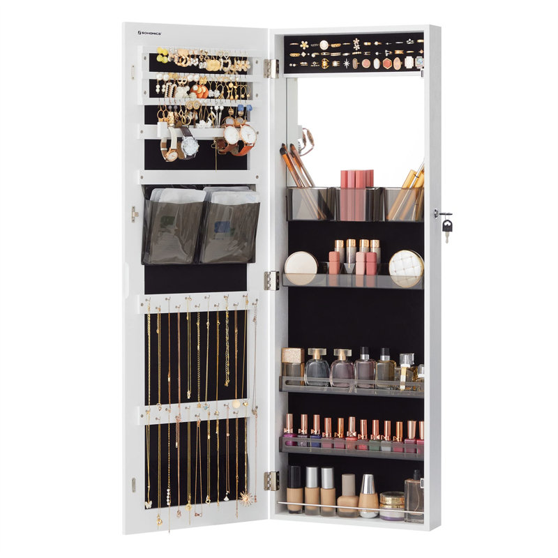 Armoire à bijoux murale classique avec miroir intégré - rangement spacieux, design polyvalent - P 3,8 po x l 14,8 po x H 42,5 po