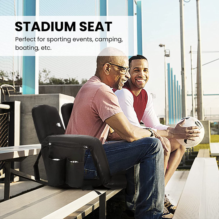 VIVOHOME Portable Reclining Stadium Seat Chairs for Bleachers with Padded Backrest and Adjustable Armrests, Set of 2