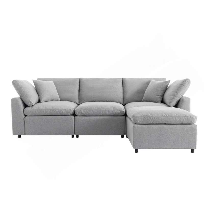 Canapé modulaire rembourré en duvet rembourré, canapé en L avec méridienne réversible