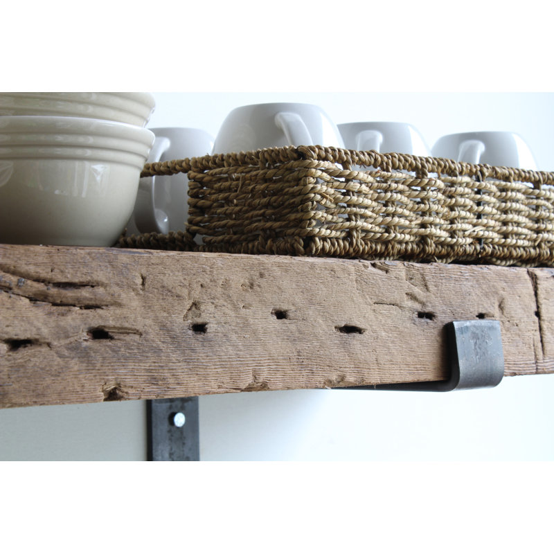Tablette en bois de grange massif récupéré avec supports Kylee, H 3 po x l 36 po x P 11 po