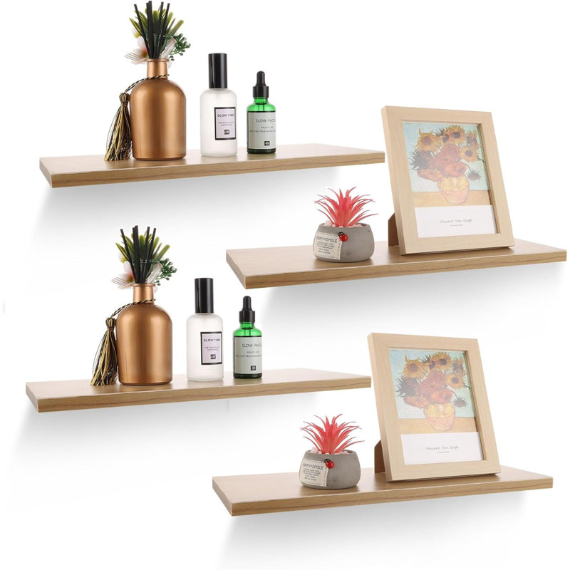Ragiu 4 Piece Floating Shelf, 40cm x 15cm x 1.6cm, Brown