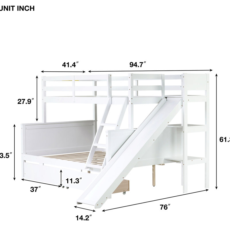 Lit superposé en bois d'hévéa, Blanc