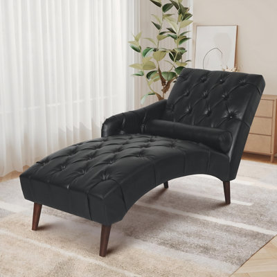 Elegant Indoor Accent Chair – Tufted Back Chaise Couch With Legs And Pillow Support by Winston Porter