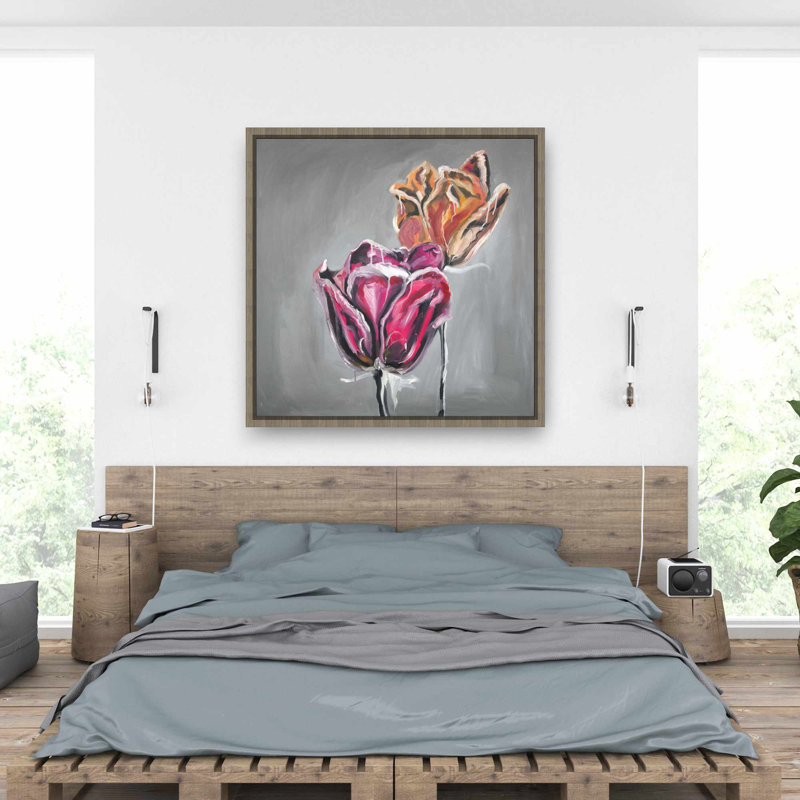 Abstract Tulips - Orange Flowers Framed Canvas