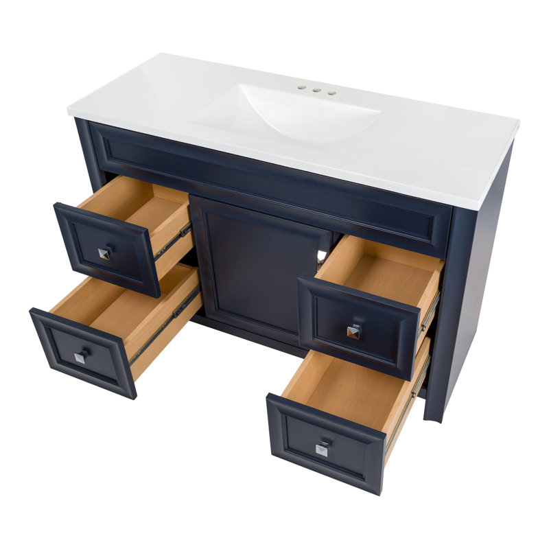 Meuble-lavabo simple avec plateau Nimay 48,5 po, Bleu
