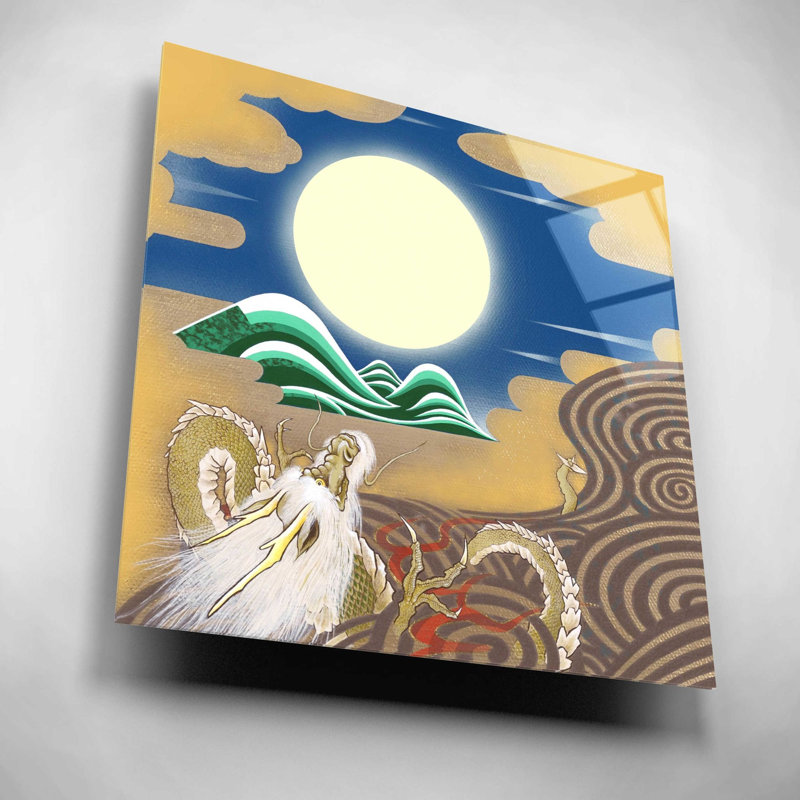 «Moonlit Dragon» par Zigo Tanabe, art mural en verre acrylique, H 12 po x l 12 po x P 0,13 po