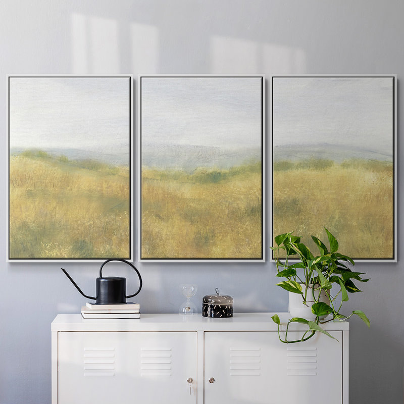 Wheat Fields I - Toile encadrée multi-pièces, H 24 po x l 48 po x P 2 po, Blanc