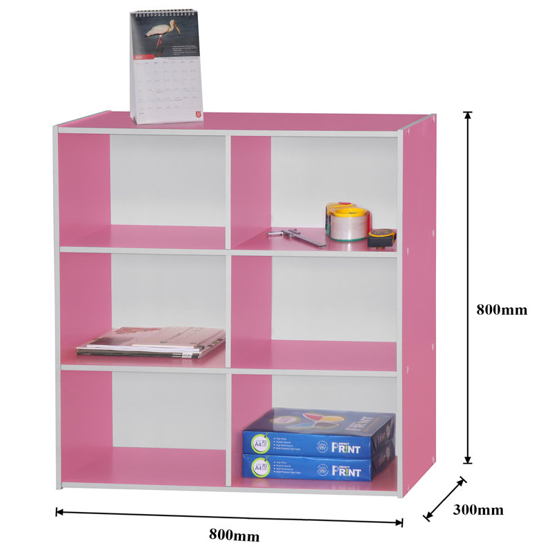 Troiano 80cm H x 80cm W Wood Standard Bookcase, Pink