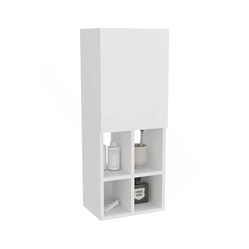 Wall Cabinet With Sink, 1 Door, 5 Shelves, White