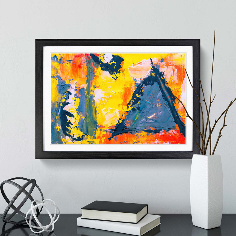 Abstract Art Painting Vol.257 by S.Johnson - Framed Print, 48cm H x 65cm W x 2cm D, Black Framed