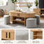 Table basse ovale en chêne 47 po avec 4 tabourets rembourrés Elyza, table de cocktail multifonctionnelle en bois avec rangement dissimulé et tablettes ouvertes, conception emboîtable peu encombrante, résistante aux égratignures
