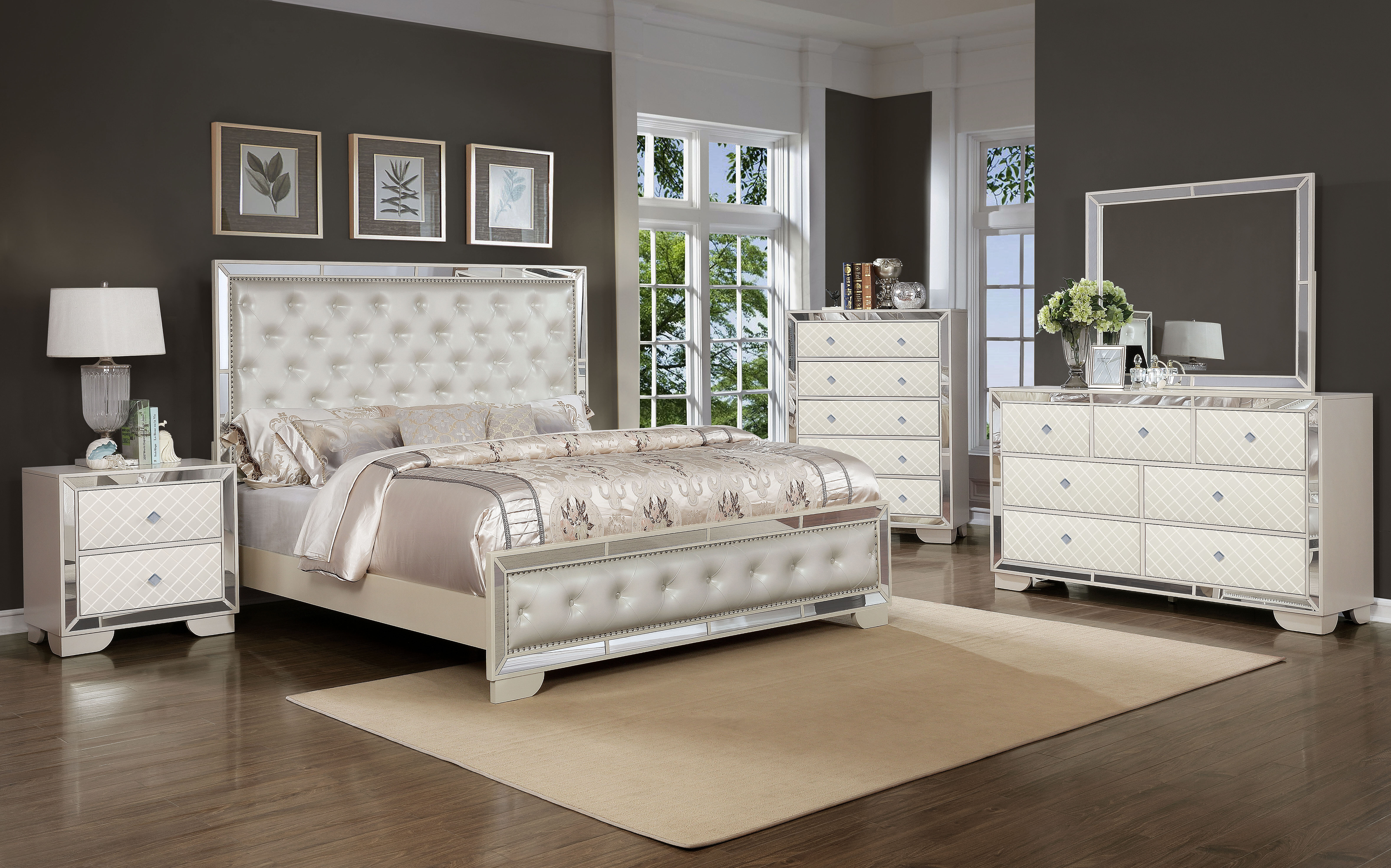 House of Hampton® Madison 5 Piece Bedroom Set, Beige | Wayfair