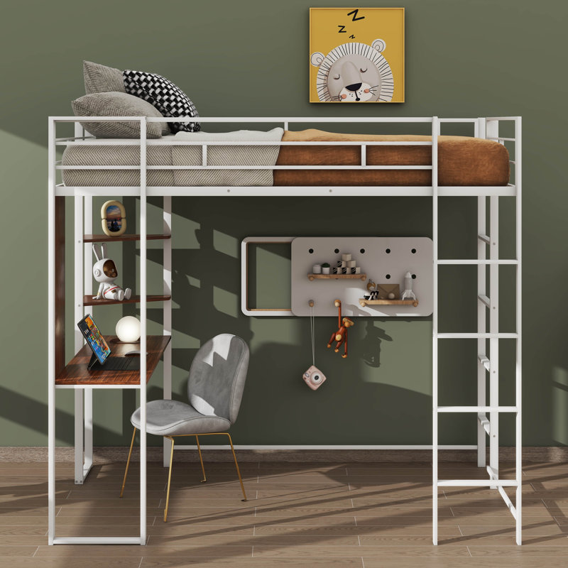 Lit mezzanine simple pour enfants Emberlynn, Blanc