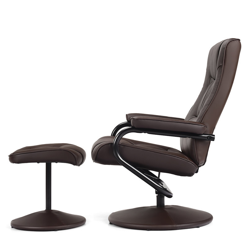 81.28cm Wide Faux Leather Swivel Ergonomic Recliner, Brown