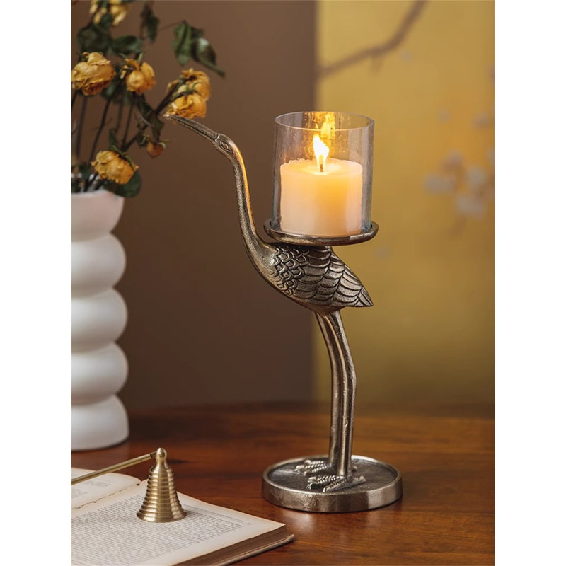 Metal Tabletop Candlestick, 13.98" H x 8.27" W x 5.12" D