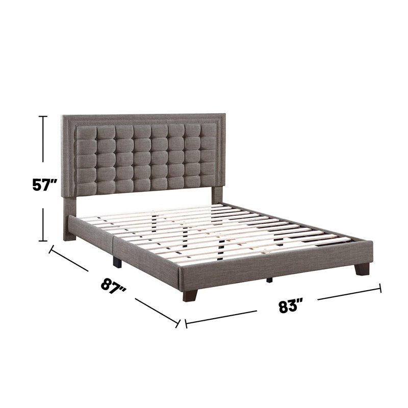 Lit plateforme tapissier Mistico, Grand, Brun