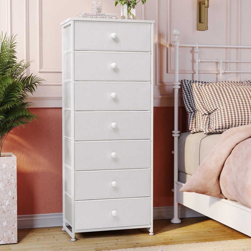 Commode 7 tiroirs l 19,69 po Caelyn, blanc, Blanc