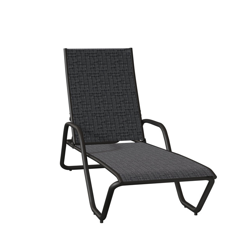 Outdoor Rust-Resistant Metal Chaise Lounge, Textured Beachwood, Momentum Navy