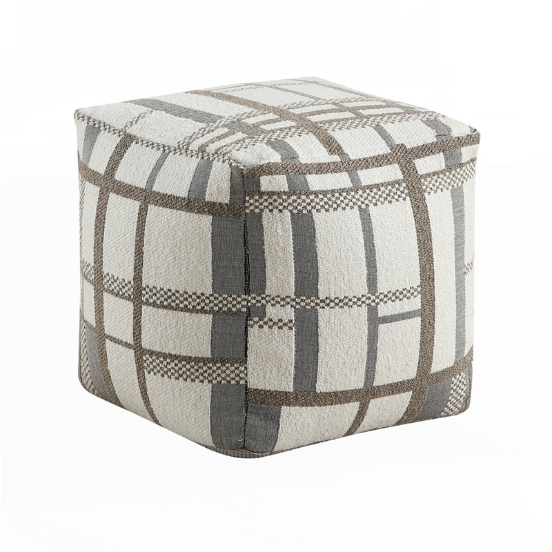 Ari 16" Modern & Contemporary Jacquard Fabric Pouf with Durable Polystyrene Bead Filling & Textured Pattern Design