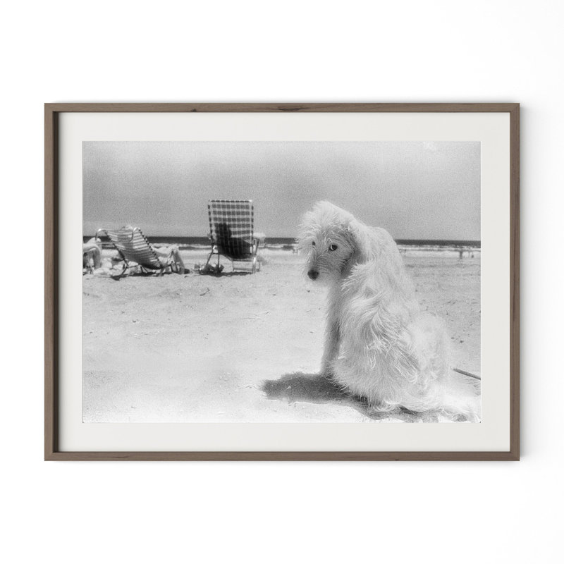 Lois At The Beach Print by Barbara Alper, W 48" x H 36", Rustic Walnut