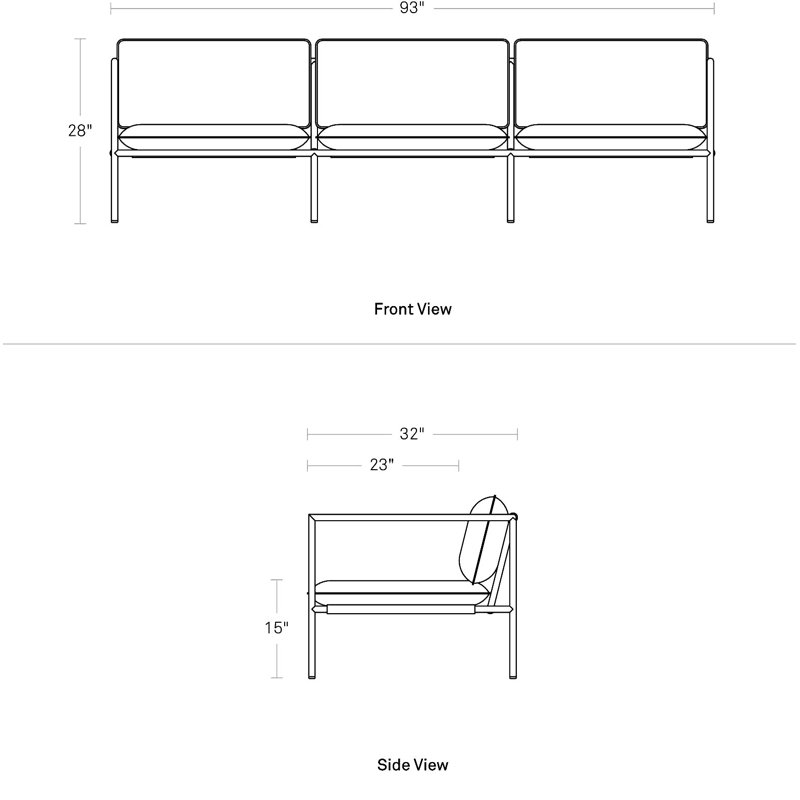 Dog Days Outdoor 3 - Seat Patio Sofa, Sunbrella Coal, Charcoal