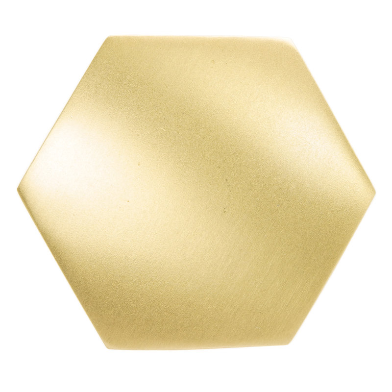 Grande poignée hexagonale en laiton satiné, Laiton satiné