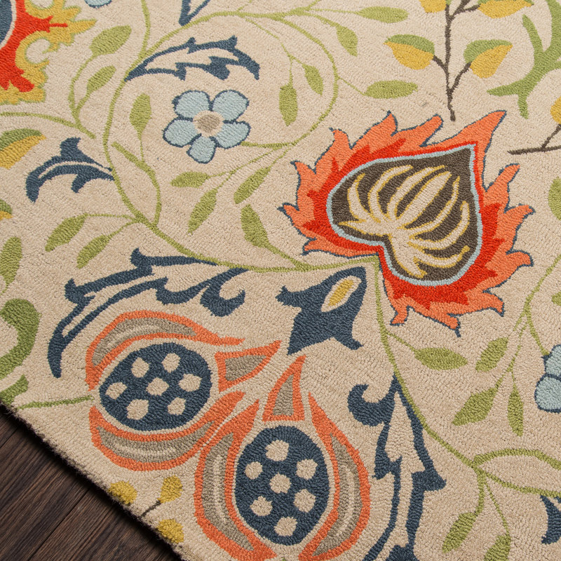 Tapis beige en laine touffeté à la main Annechien, Rectangle 5 pi x 8 pi