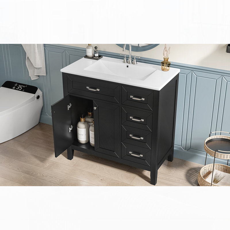 Armoire de salle de bain Elzadie, Noir
