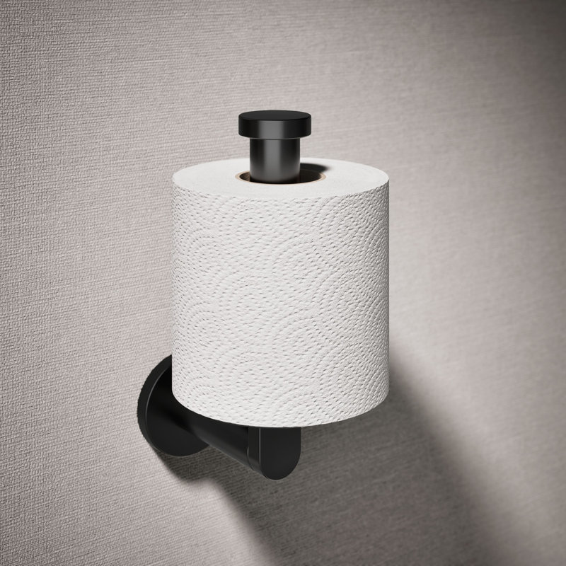 Vertical Wall Mount Toilet Paper Holder, Matte Black