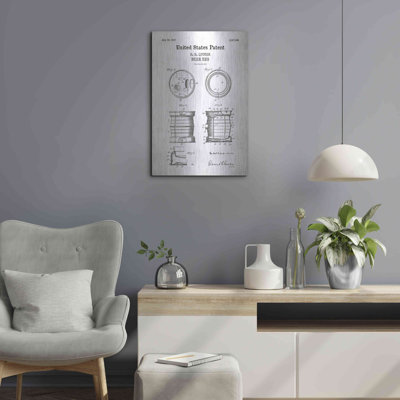 " Beer Keg Blueprint Patent White " by Patents