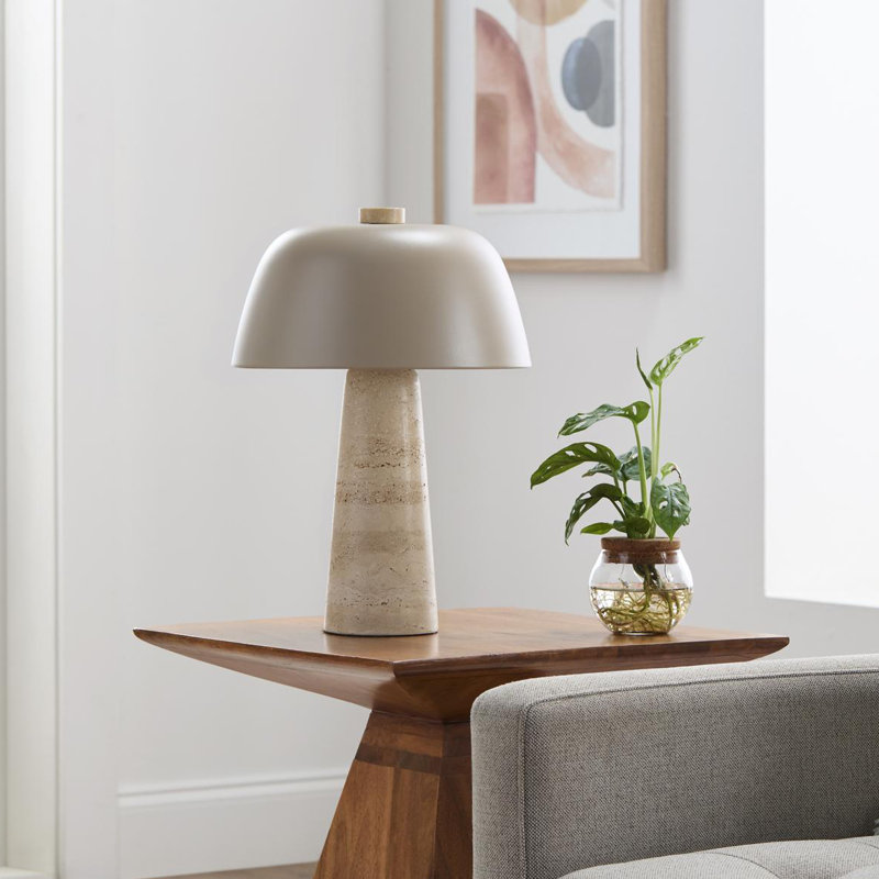Zori Stone Dimmable Table Lamp, 16.1" H x 11.4" W x 11.4" D, Beige