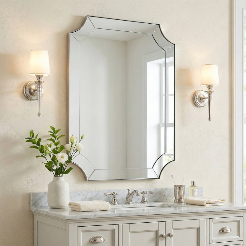 Miroir de salle de bain Minuette Cadre en acier inoxydable, 36 po x 24 po, Nickel brossé