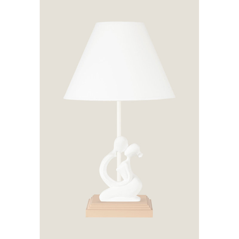 Lampe de table 16,5 po Barview, Blanc, Blanc / Beige