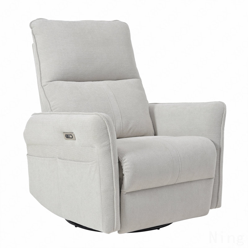 270° Power Swivel Rocker Recliner - Electric, Small Spaces, Living Room/Bedroom/RV, Light Gray Polyester